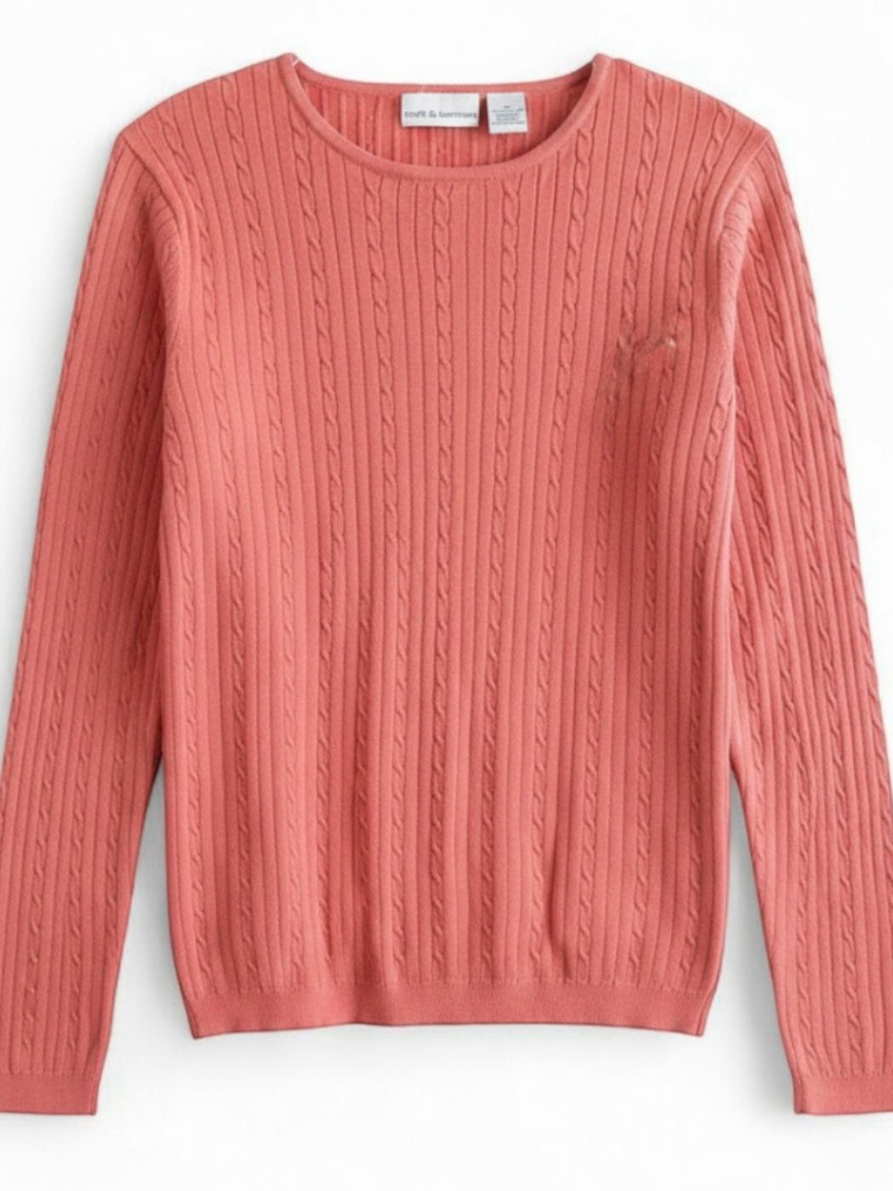 Croft & Barrow Pink Cotton Cable Knit Sweater Womens Medium